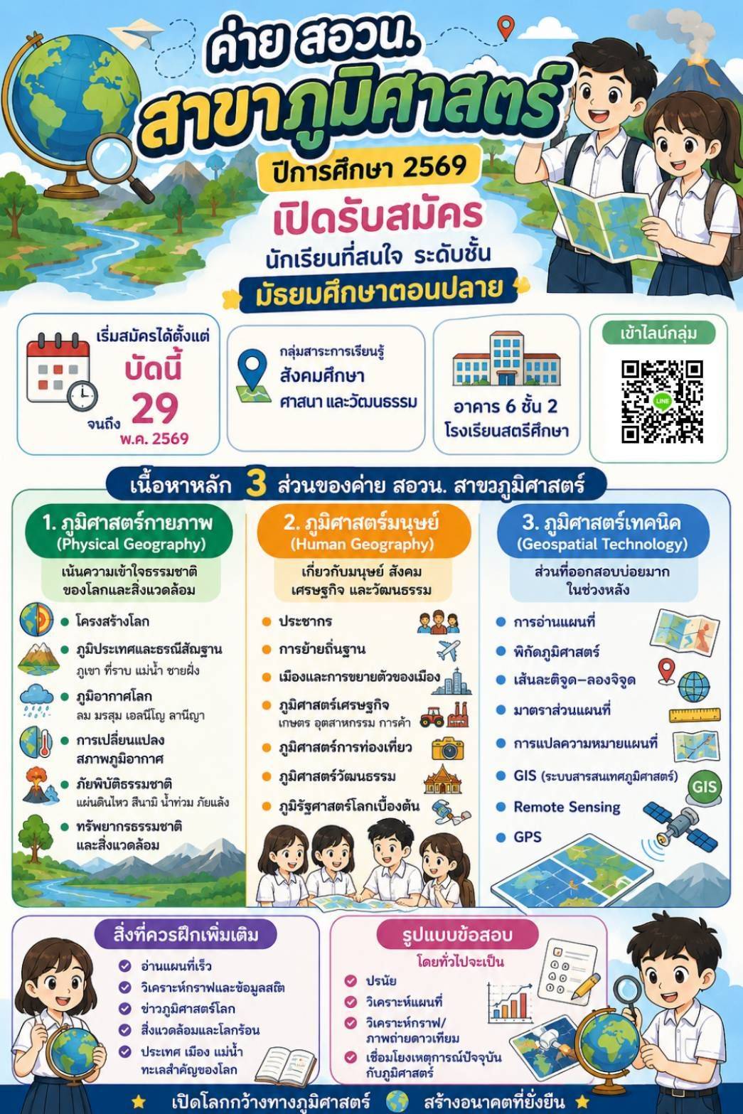 รับสมัครนักเรียนที่สนใจสอบ สอวน. ภูมิศาสตร์